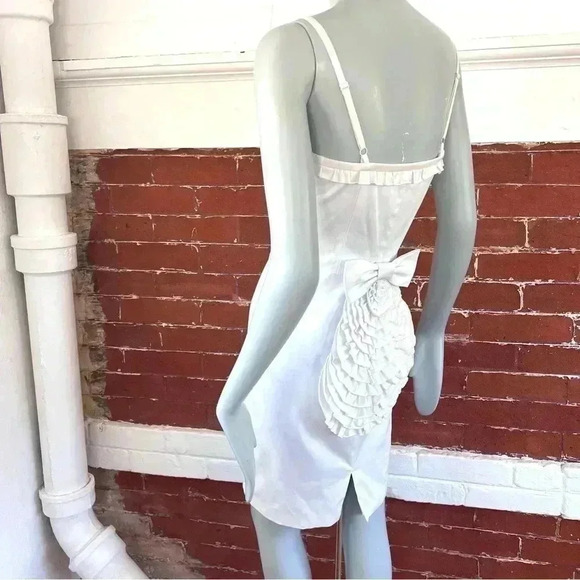 Betsey Johnson Back Ruffle Bow Above the Knee Dress in White - Picture 6 of 13